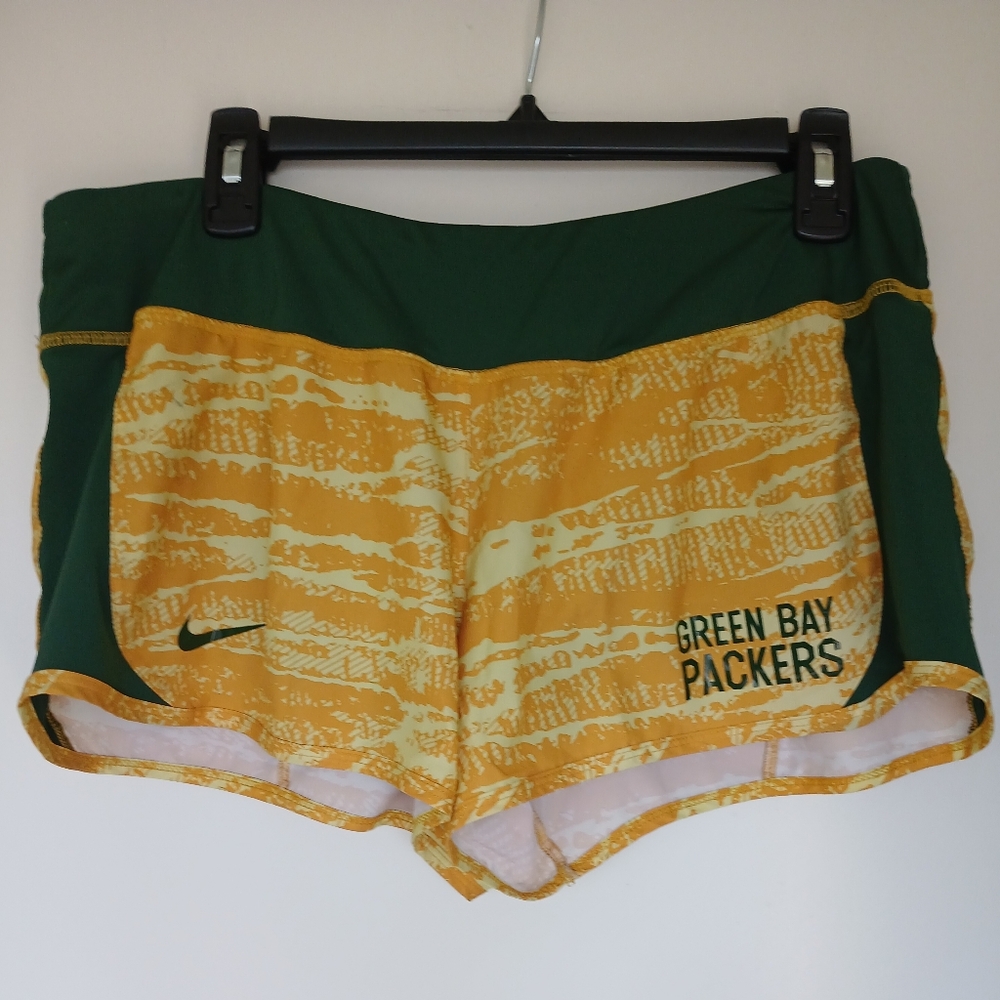 Nike Dri-Fit Green Bay Packers NFL Team Apparel Athletic Shorts Women's Large